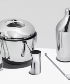 Georg Jensen Inc WINE & BAR SKY ICE BUCKET & ICE TONG SET BY GEORG JENSEN
