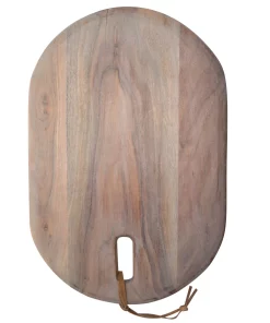 BIDK Home ACACIA WOOD CHEESEBOARD WITH LEATHER STRAP SERVING