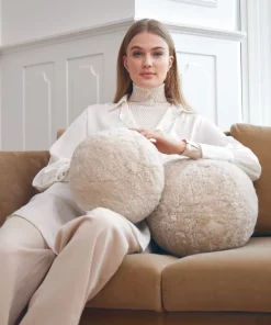Natures Collection THE HOME SHEEPSKIN BALL PILLOWS PEARL