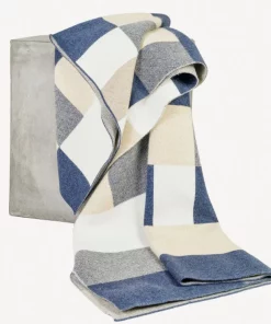 Hangai Mountain Textiles BAUHAUS CASHMERE THROW BLUE & NATURAL THE HOME