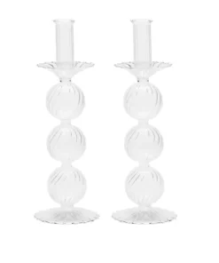 Kim Seybert IRIS CANDLEHOLDER SET CLEAR