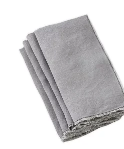 Saro Trading Company THE TABLE FRINGED STONE WASHED NAPKIN | GREY