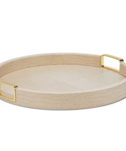 Aerin THE HOME CARINA CROC LEATHER TRAY FAWN