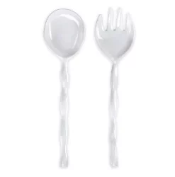 Q Squared THE SUMMER SHOP RUFFLE MELAMINE SALAD SERVERS | WHITE