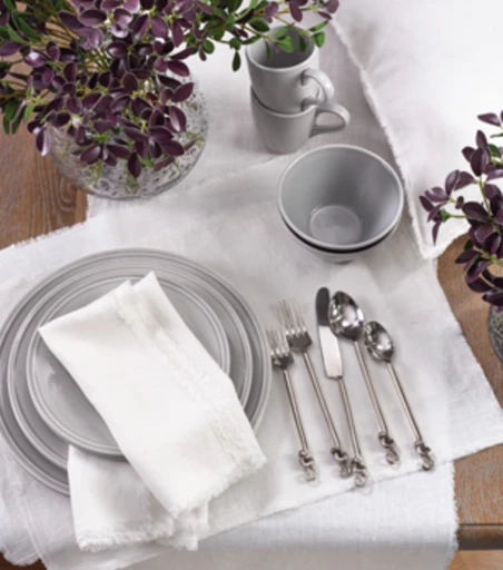 Saro Trading Company FRINGED STONE WASHED NAPKIN | IVORY