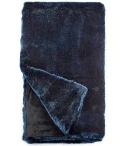 Fabulous Furs COUTURE FAUX FUR THROW BLUE MINK THE HOME