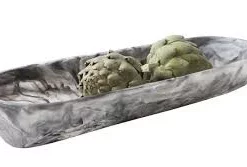 Nashi Home SWIRL RESIN BOAT BOWL BLACK SERVING