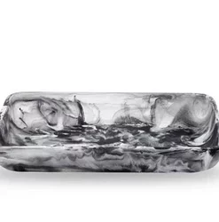 Nashi Home SWIRL RESIN RECTANGLE TRAYS BLACK