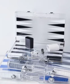 Wilouby International LUCITE BACKGAMMON SET | SMALL | DARK BLUE