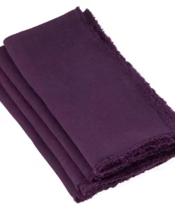 Saro Trading Company THE TABLE STONEWASHED FRINGE NAPKIN | PURPLE