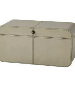 Global Views CURVED LEATHER BOX | SOFT GREY | LARGE