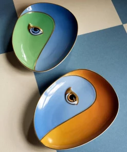 L'Objet LITO EYE OVAL TRAY | BLUE & ORANGE