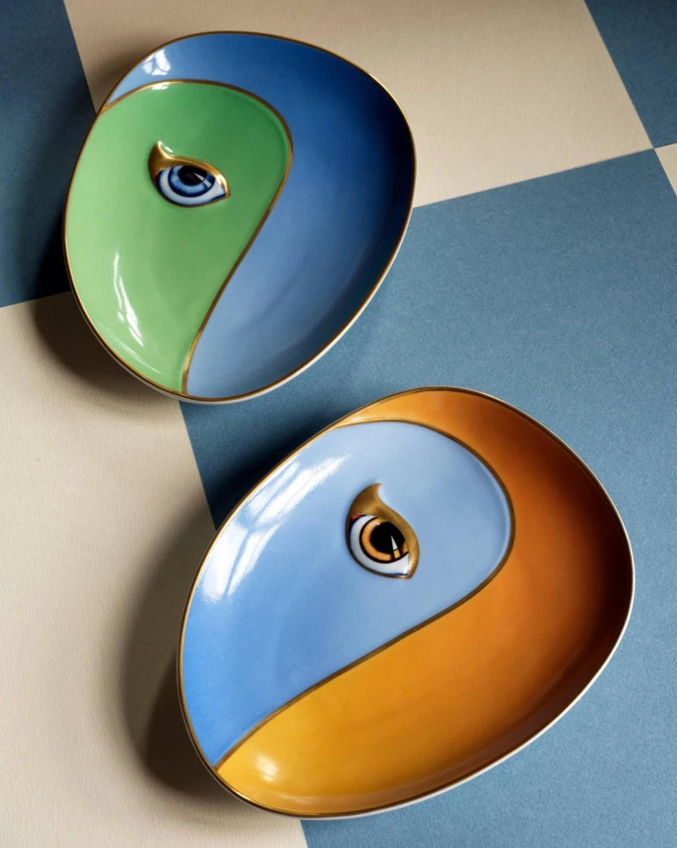 L'Objet LITO EYE OVAL TRAY | BLUE & ORANGE
