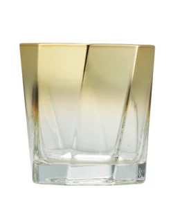Kim Seybert DRINKWARE HELIX GOLD GLASSWARE