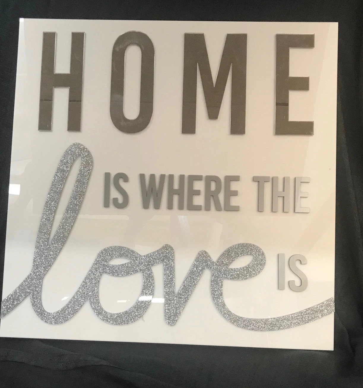 EYE CANDY HOME IS WHERE THE LOVE IS ART | WHITE & MIRROR | 24x24 WALL DECOR