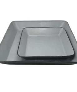 MooMoo Designs LEATHER SQUARE BOWLS GREY