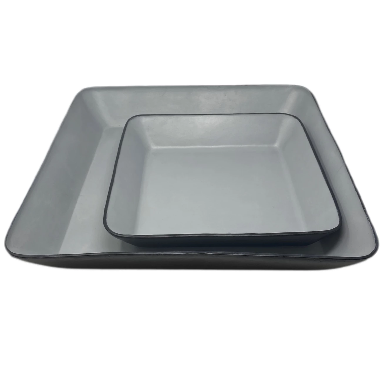 MooMoo Designs LEATHER SQUARE BOWLS GREY