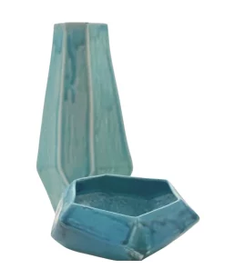 Lauren HB Studio FACETED CHISEL HANDMADE BOWL TEAL