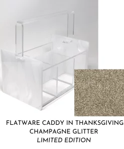 EYE CANDY SERVING UTENSILS FLATWARE CADDY | HOLIDAY EDITION | CHAMPAGNE GLITTER