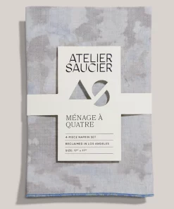 Atelier Saucier BLUE SKY EDGED LINEN NAPKIN SET THE TABLE