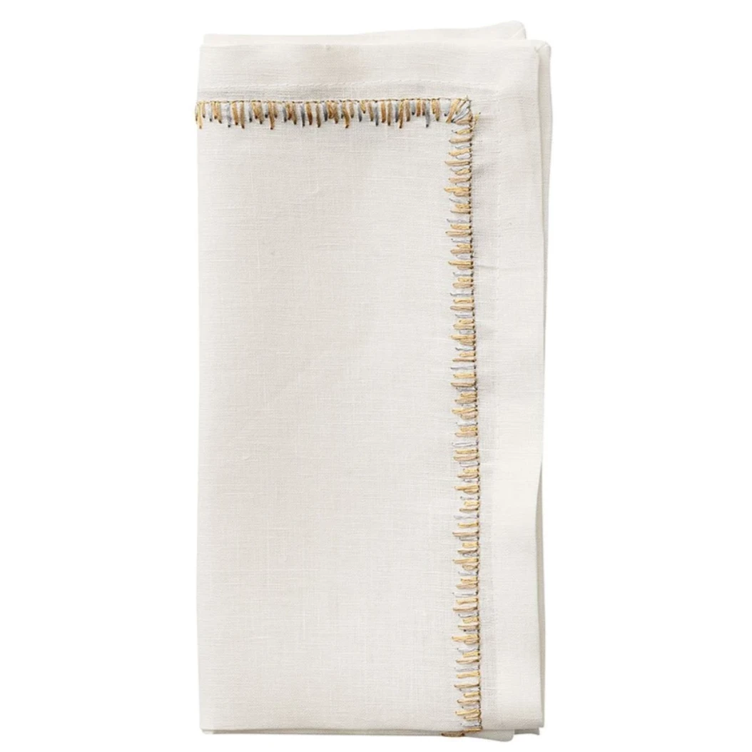Kim Seybert FILAMENT NAPKIN WHITE & GOLD