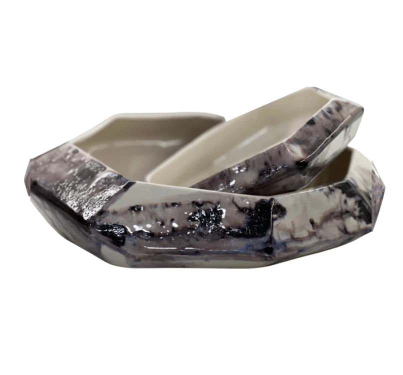 Lauren HB Studio POLYGON STONE SERVING BOWLS