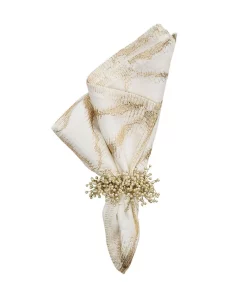 Kim Seybert LUNA NAPKIN WHITE & GOLD