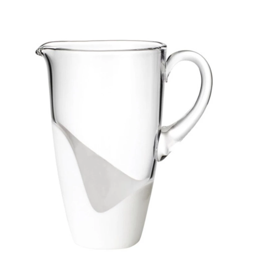 Kim Seybert VAGUE GLASS PITCHER WHITE & CLEAR PITCHERS