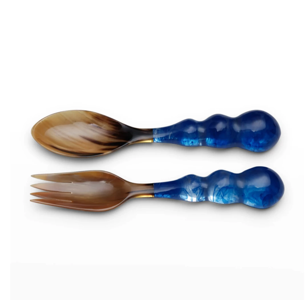 Lily Juliet SERVING MARDI GRAS RESIN SERVERS COBALT BLUE