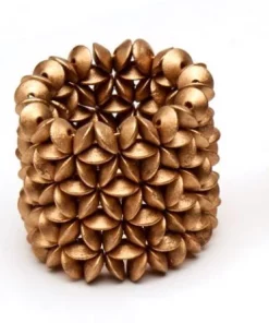 Deborah Rhodes WOOD FLORAL CUFF NAPKIN RING GOLD THE TABLE