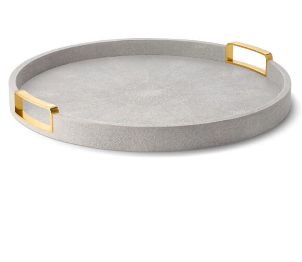 AERIN CARINA SHAGREEN TRAY DOVE | LARGE THE HOME