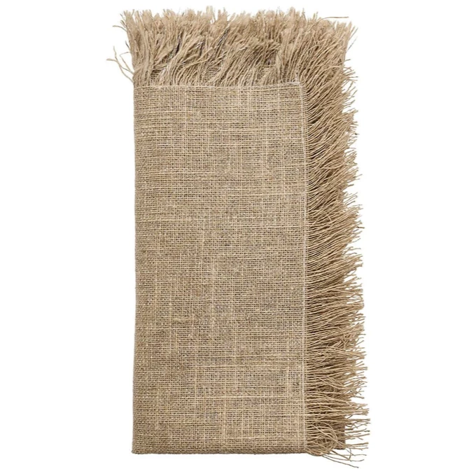 Kim Seybert FRINGE NATURAL & SILVER NAPKIN