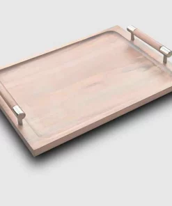 Mary Jurek SERVING SIERRA WHITEWASH WOOD HANDLED TRAY