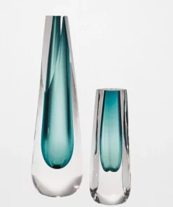 Global Views SQUARE CUT VASE AZURE