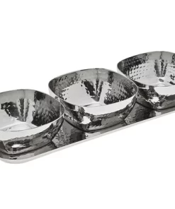 Godinger (GOD) SERVING HAMMERED TRAY WITH 3 SMALL BOWLS