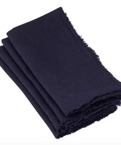Saro Trading Company THE TABLE FRINGED STONEWASHED NAPKIN | MIDNIGHT BLUE