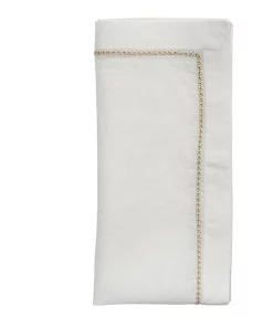 Kim Seybert STAR NAPKIN WHITE & GOLD