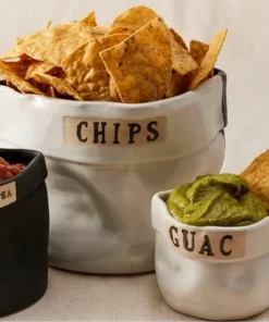 Style Union Home SERVING CERAMIC CHIP BOWL | BLACK & WHITE