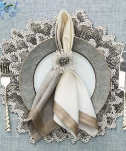 Kim Seybert DIP DYE NAPKIN GREY & SILVER THE TABLE
