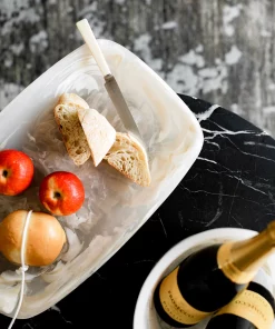 CDMX Design RESIN RECTANGLE TRAYS | PEARL MARBLE SERVING