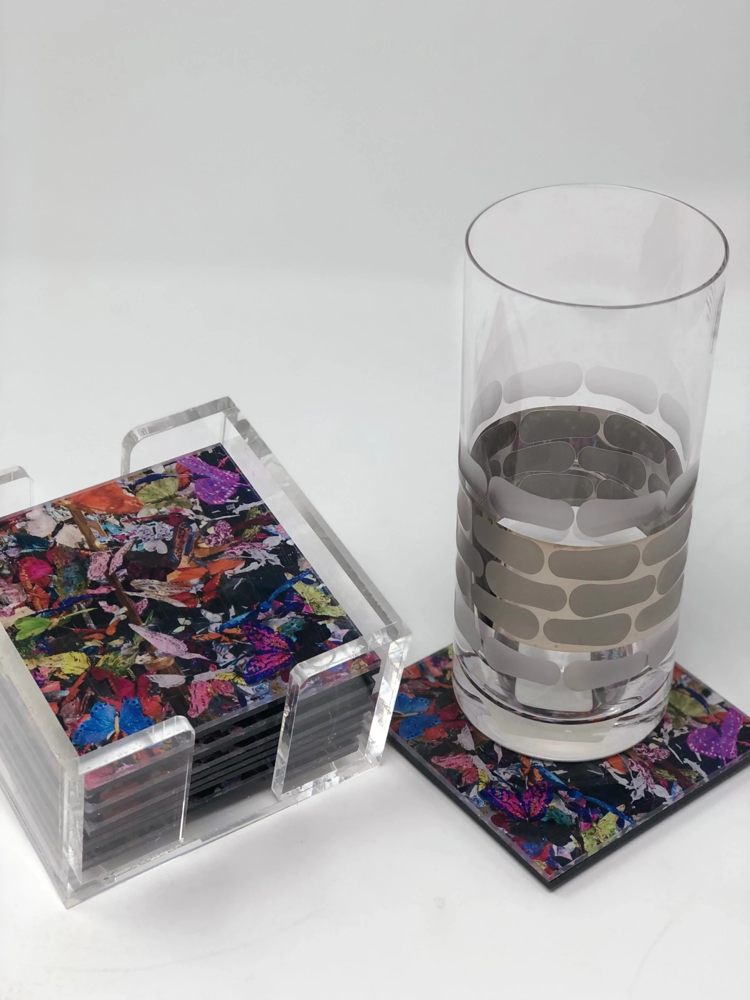 EYE CANDY BUTTERFLY NIGHTS COASTER SET WINE & BAR