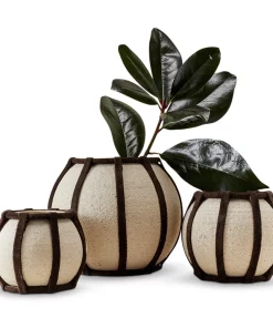 Style Union Home SUEDE WRAPPED ORB CERAMIC VASES