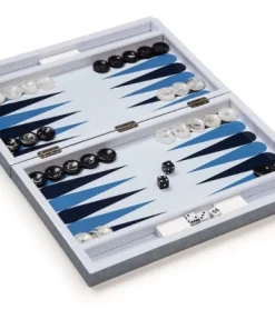Wilouby International GAMES & GADGETS SHAGREEN BACKGAMMON SET | LIGHT BLUE | 17"