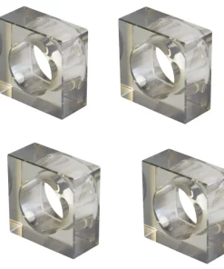 Tizo THE TABLE CRYSTAL CUBE NAPKIN RING SMOKE | SET OF 4