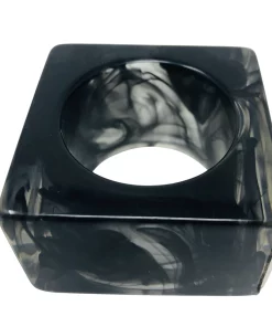 Julian Mejia CUBE MARBLE RESIN NAPKIN RING | BLACK THE TABLE
