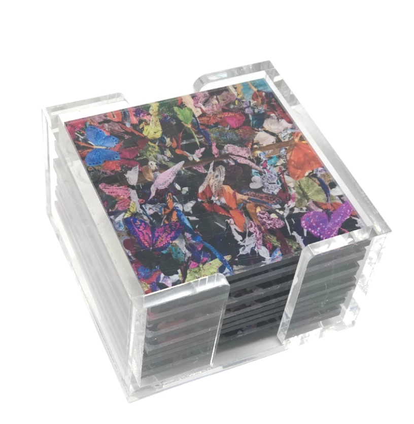 EYE CANDY BUTTERFLY NIGHTS COASTER SET WINE & BAR