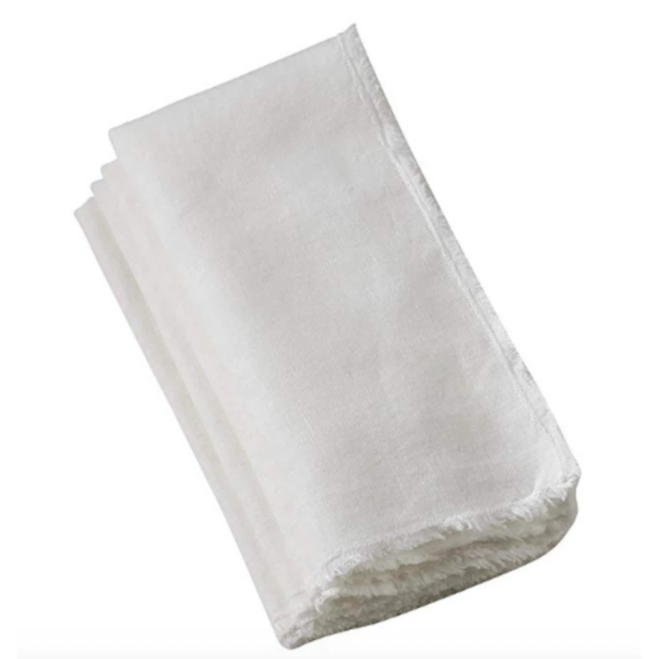 Saro Trading Company FRINGED STONE WASHED NAPKIN | IVORY
