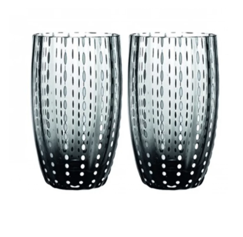 Zafferano America DRINKWARE PERLE BEVERAGE GLASS | GREY | SET OF 2