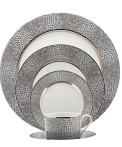 Philippe Deshoulieres BIA THE TABLE MAKASSAR GRAY & PLATINUM | ROYAL LIMOGES