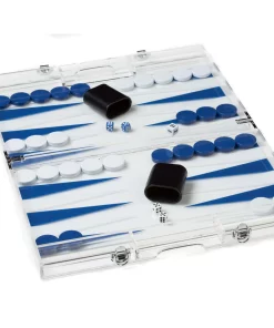 Wilouby International LUCITE BACKGAMMON SET | SMALL | DARK BLUE
